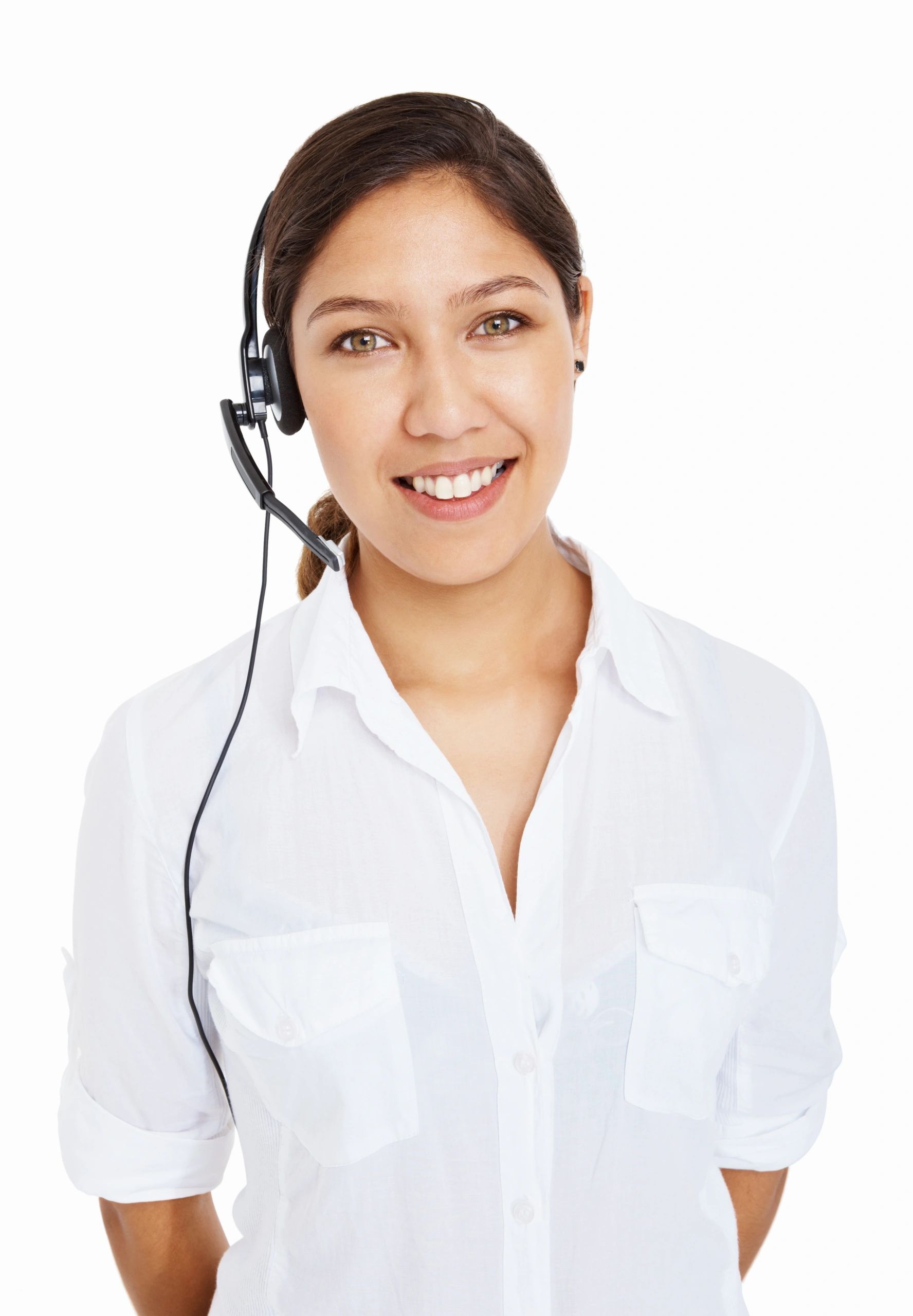 Portrait of customer support lead wearing a headset